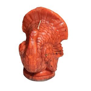 VTG 1960s Gurley Candle THANKSGIVING TURKEY Orange Brown 6 inch Unlit